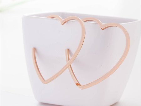 18K Rose Gold-Plated Heart Hoop Earrings Online Sale