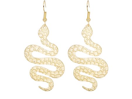 18K Gold-Plated Textured Snake Drop Earrings Discount