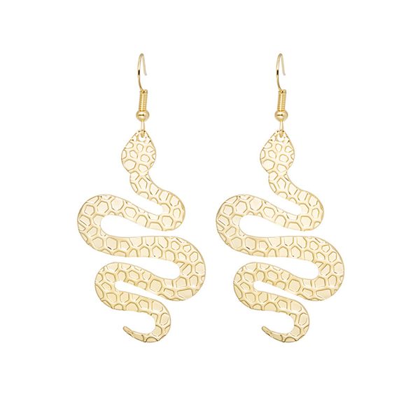 18K Gold-Plated Textured Snake Drop Earrings Discount