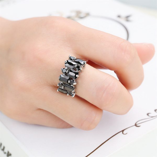 Black Crystal & Black Cubic Zirconia Radiant-Cut Cluster Pavé Ring Discount