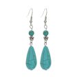 Turquoise & Silver-Plated Pear-Cut Drop Earrings Fashion