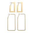 18K Gold-Plated Openwork Rectangle Drop Earrings Set Supply