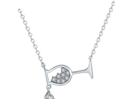 Silver-Plated Cubic Zirconia Wine Cup Pendant Necklace For Discount