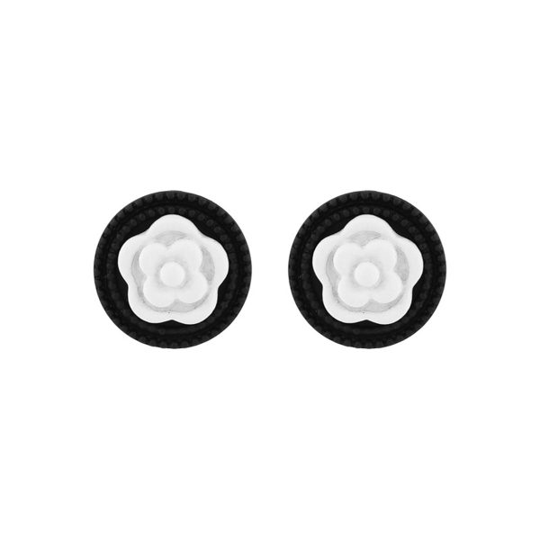 Black & White Camellia Stud Earrings on Sale