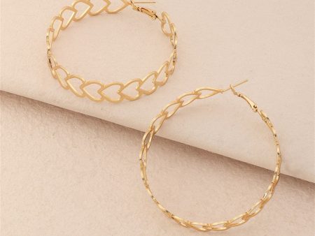 18K Gold-Plated Openwork Heart Hoop Earrings Online Sale