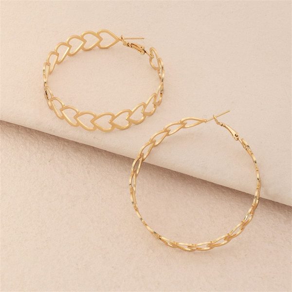 18K Gold-Plated Openwork Heart Hoop Earrings Online Sale