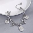 Stainless Steel Oval Patron Saints Charm Bracelet on Sale