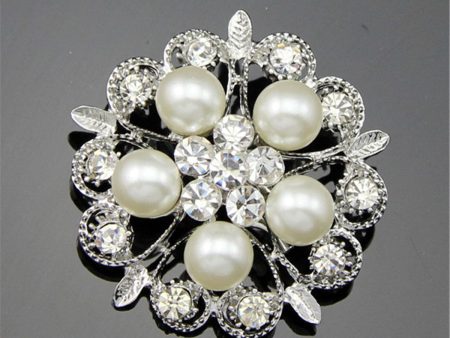 Cubic Zirconia & Pearl Botany Brooch For Cheap