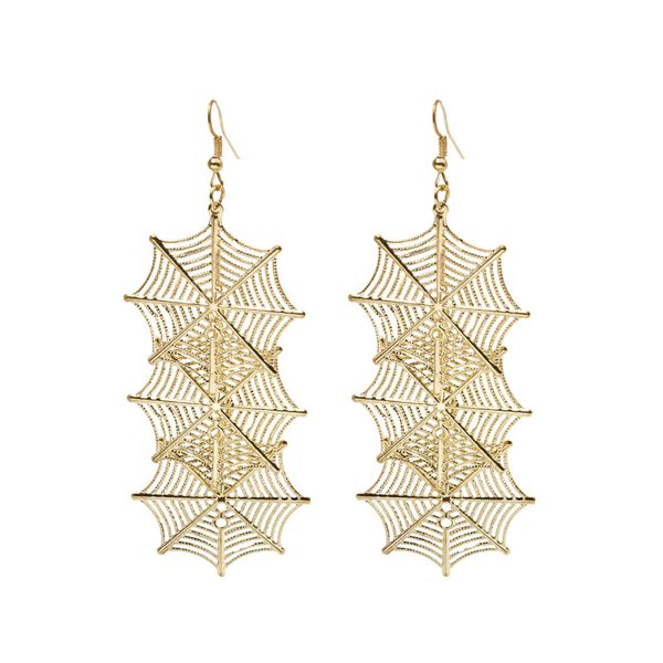 18K Gold-Plated Linked Spider Web Drop Earrings Hot on Sale