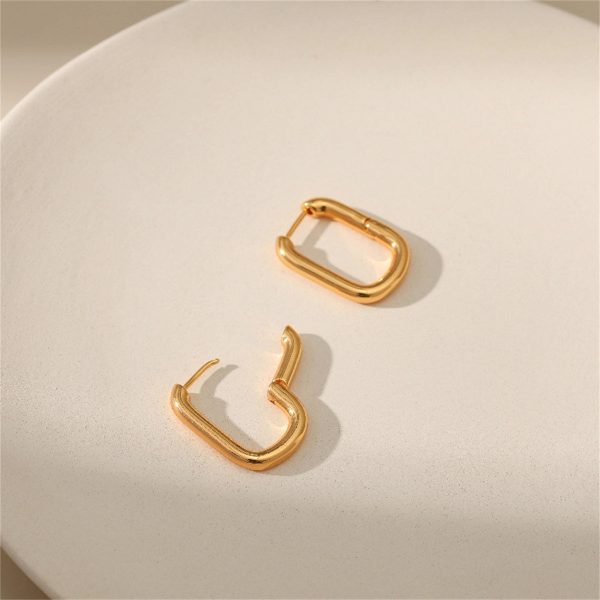 18K Gold-Plated Open Square Huggie Earrings Online