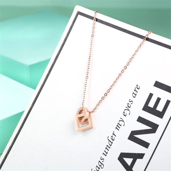 18K Rose Gold-Plated Open Square & Circle Pendant Necklace Sale