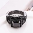 Black Crystal & Cubic Zirconia Ring Set Fashion