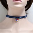 Blue & Silver-Plated American Flag Heart Choker Necklace Fashion