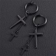 Black Chain Cross Huggie Earrings Supply