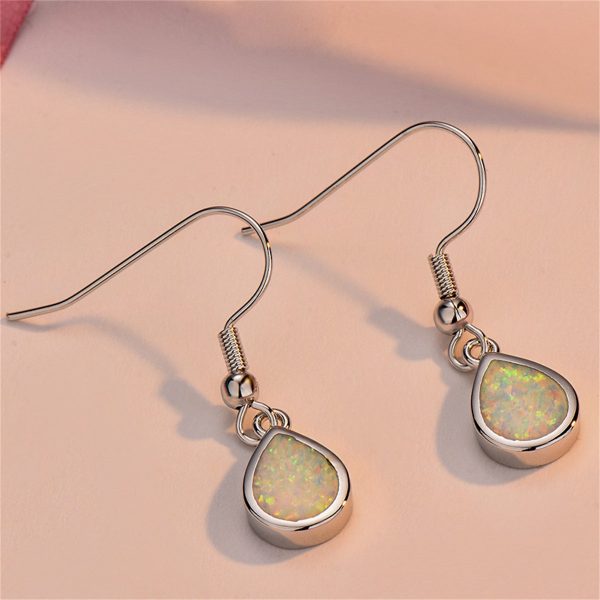 White Opal & Silver-Plated Teardrop Earrings Online Hot Sale