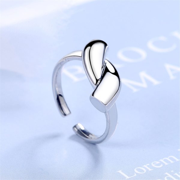 Silver-Plated Geometric Open Ring For Sale