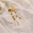 18K Gold-Plated Diamond-Shape Beaded Tassel Drop Earrings Fashion