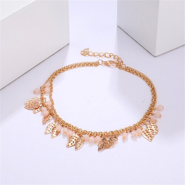 18K Gold-Plated Leaves Layered Anklet For Cheap