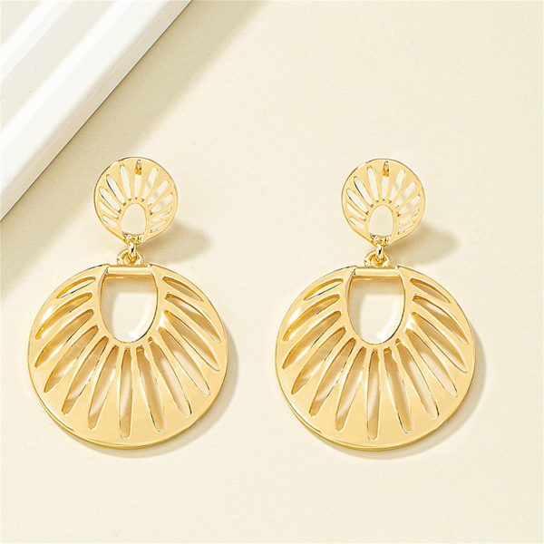 18K Gold-Plated Openwork Fan Drop Earrings Sale