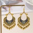 Blue Enamel & 18K Gold Plated Ball-Detail Flower Drop Earrings For Sale