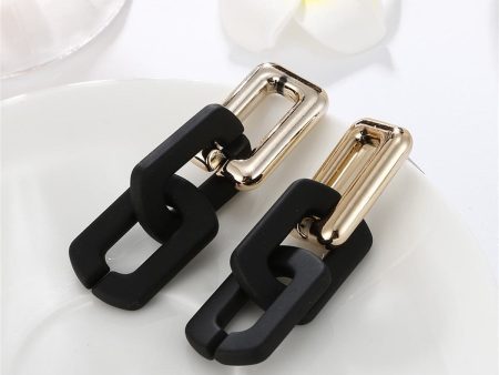 Black Acrylic & 18K Gold-Plated Cable Chain Drop Earrings For Cheap