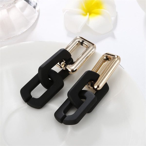 Black Acrylic & 18K Gold-Plated Cable Chain Drop Earrings For Cheap