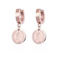 18K Rose Gold-Plated Queen Coin Hoop Earring Online