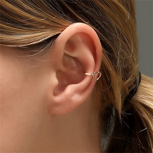 18K Gold-Plated Open Heart Ear Cuff Hot on Sale