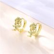 18K Gold-Plated Rose Huggie Earrings Supply