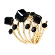 Black Crystal & Cubic Zirconia Adjustable Stacking Flower Ring For Sale