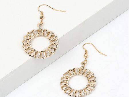 18K Gold-Plated Open Figaro Round Drop Earrings Hot on Sale