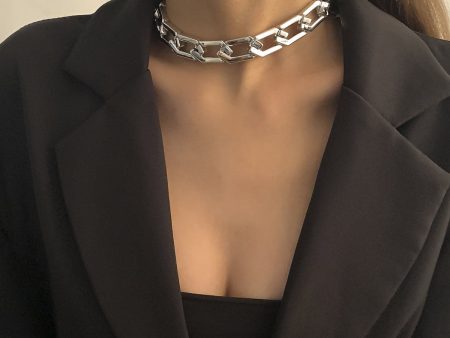 Silver-Plated Open Hexagon Choker Necklace Online Sale