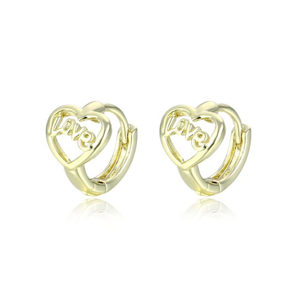 18K Gold-Plated Heart  Love  Huggie Earrings Fashion