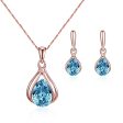 Blue & White Cubic Zirconia Pendant Necklace & Drop Earrings Sale