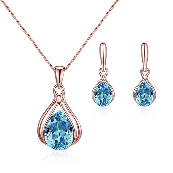 Blue & White Cubic Zirconia Pendant Necklace & Drop Earrings Sale