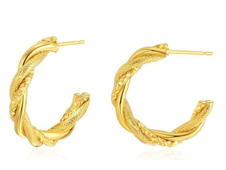 18K Gold-Plated Woven Twine Huggie Earrings Hot on Sale