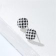 Black & White Silver-Plated Checkerboard Square Stud Earrings Discount