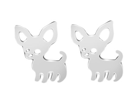 Silver-Plated Chihuahua Stud Earrings Supply