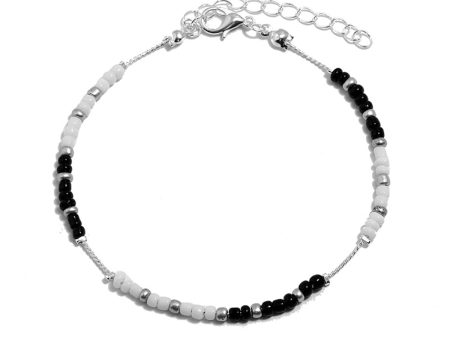 Black Acrylic & Silver-Plated Bead Anklet on Sale