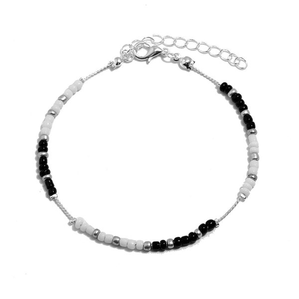 Black Acrylic & Silver-Plated Bead Anklet on Sale