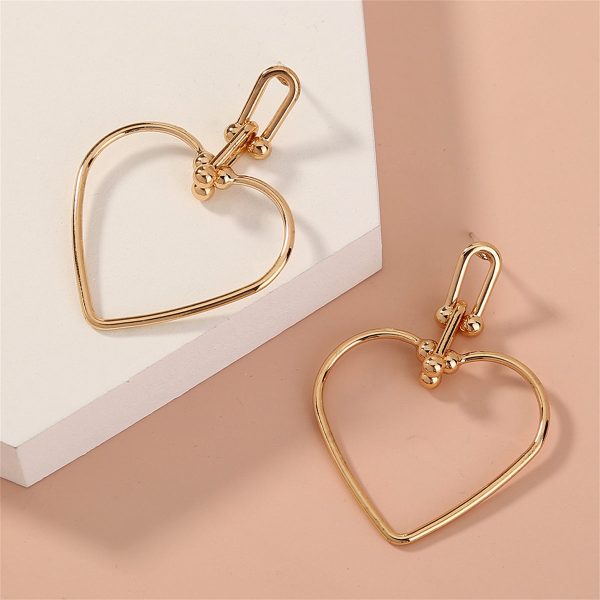 18K Gold-Plated Open Heart Drop Earrings Cheap