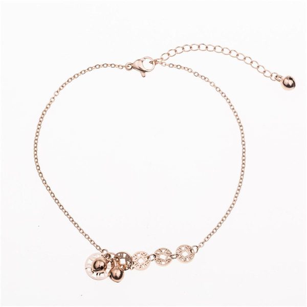 18K Rose Gold-Plated Coin & Bell Charm Anklet Cheap