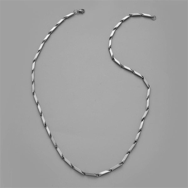 Silver-Plated Geometric Chain Necklace For Sale