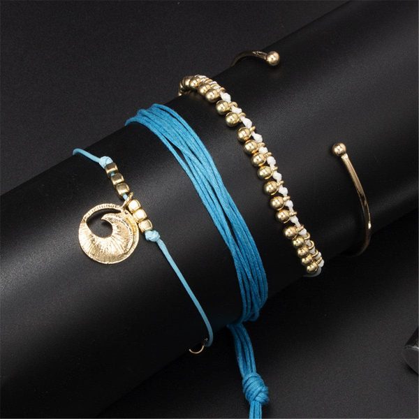 Blue & 18K Gold-Plated Wave Charm Bracelet Set Fashion