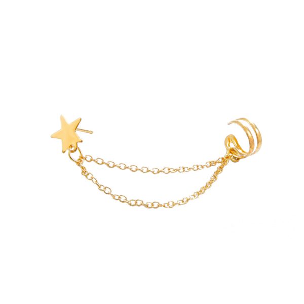 18K Gold-Plated Star Chain Ear Cuff Supply