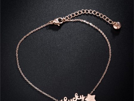 18K Rose Gold-Plated  Lucky  Anklet For Sale