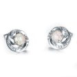 White Opal & Cubic Zirconia Vortex Stud Earrings For Cheap