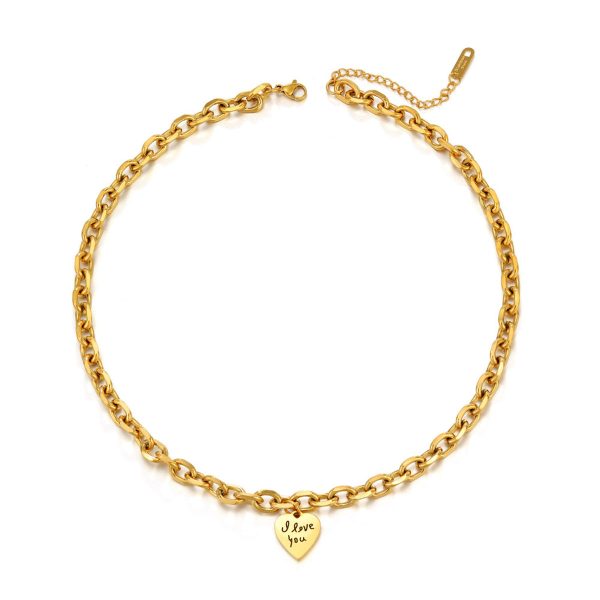 18K Gold-Plated  I Love You  Heart Pendant Necklace Discount