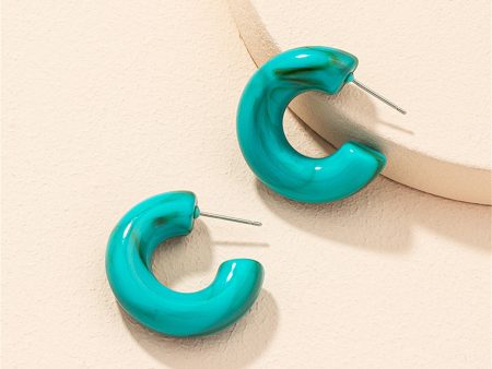 Teal & Green Swirl Chunky Hoop Earrings Online Hot Sale