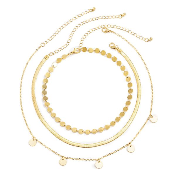 18K Gold-Plated Disc Necklace Set Online Sale